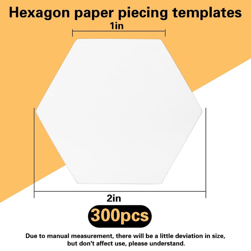 Veroave 300 Count Paper Piecing Paper for Quilting  Quilting Templates  Paper Piecing Shapes Hexagon Paper Piecing Templates Quilting Templates for Use in Quilting  Sewing(1 Inch) - Image 2